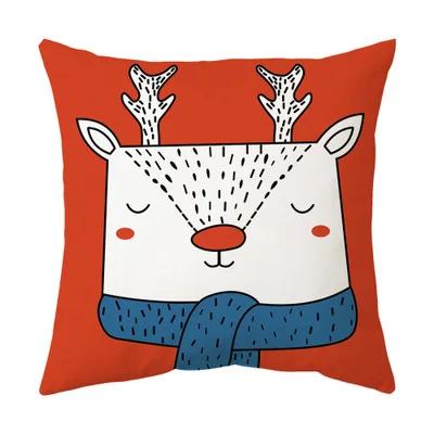 Merry Christmas Cushion Cover 45*45 Cartoons Pillowcase Cotton Linen Sofa Cushions Pillow Cases Pillow Covers