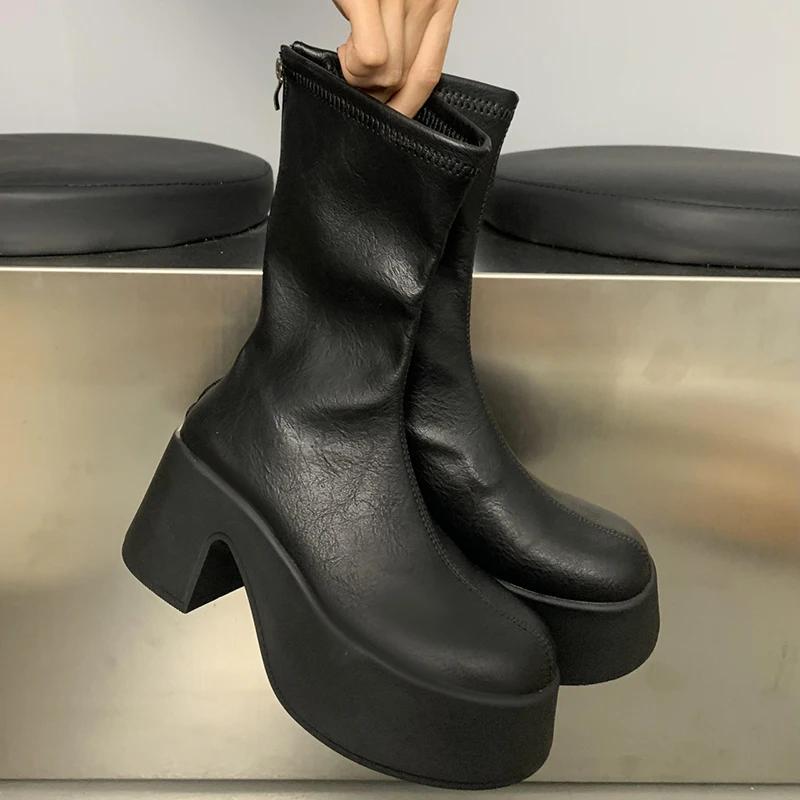 

Sexy High Heel Women Ankle Boots Fashion Elegant Back Zippers Shoes Autumn Winter Punk Style Women s Morder Short Booties 40
