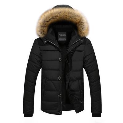 Winter Men Warm Cotton Jacket Coats Fur Collar Hooded Parka Down Jackets Outerwear Thick Male Warm Overcoat Wool Liner Coat