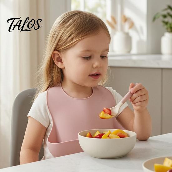 Easy Clean Toddler Bibs Silicone Baby Bib, Waterproof Soft Adjustable Feeding Durable Large Pocket Food Catch Bib for Babies And Toddlers Comfortable