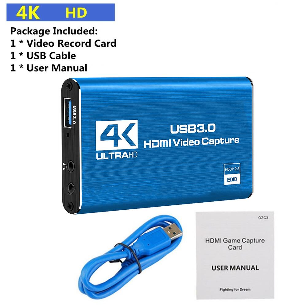 4K USB 3.0 Video Capture Card HDMI-compatible 1080P 60fps HD Video Recorder Grabber for OBS Capturing Game Card Live