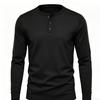 Men's Semi-Formal Henley Neck Long-Sleeve T-Shirt! Three-Button Slim Fit Stretch Casual Top, Versatile Base Layer for Spring/Autumn Commuting