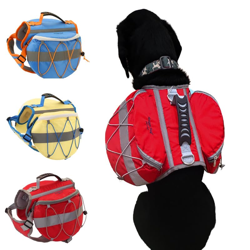 

Dog Backpack with Integrated Harness and Saddlebag for Medium to Large Size Outdoor Doggy Hug Dogs, Red, M, Lightweight, Quick-Drying, Use, Walking,