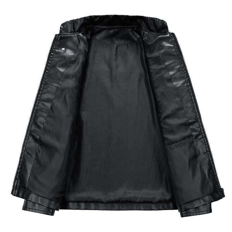 Spring and Autumn New Men's PU Leather Jacket Stand-up Collar Motorcycle Jacket Leather Jacket Men's Slim-fit Leave-in Fashion