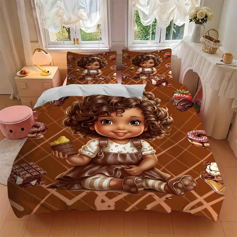 Chocolate Delightful Desserts Print 3Pcs Bedding Setduvet Cover With 2 Bedropillowcase Home Birthday Gift