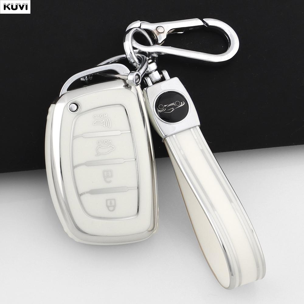 EEJQ9 Hot TPU Car Smart Key Case Cover For Hyundai Tucson Santa Fe Rena Sonata Elantra Creta Ix35 Ix45 I10 I30 I40 Keychain Holder Fob