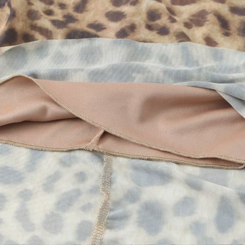 Kaslead New Women clothes Western Style Fashion Simple Short Leopard Print Print Mesh Suspender Skirt