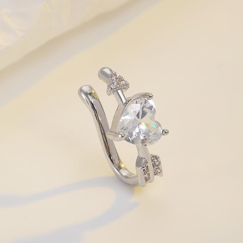 

Shiny Colorful Zircon Heart-Shaped Ear Clip Earrings for Women Exquisite Sword Love Ear Cuff Earrings Non Piercing Zircon Gifts