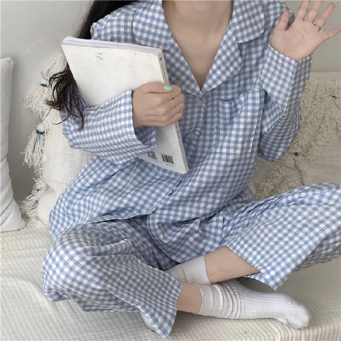 Korean Style Women's Long Sleeve Cardigan and Pajama Set for Spring, Autumn, and Winter Home Wear