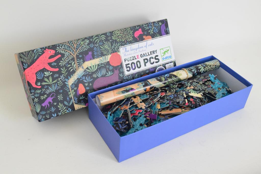 DJECO Jeco Gallery Puzzle Kingdom of the Cat Jigsaw Puzzle, 500 Pieces, Educational Toy, Stylish Animal Design, Perfect for Christmas, Home Time,