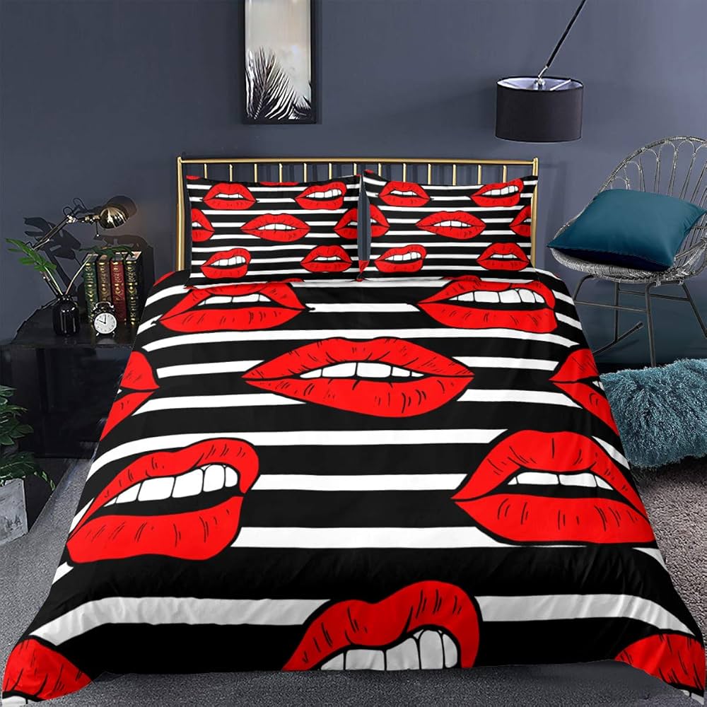Couple Duvet Set King Queen Full-size 3D Moon Dance Elegant Polyester Duvet Set for Boys, Girls, Teenagers Bedding Set