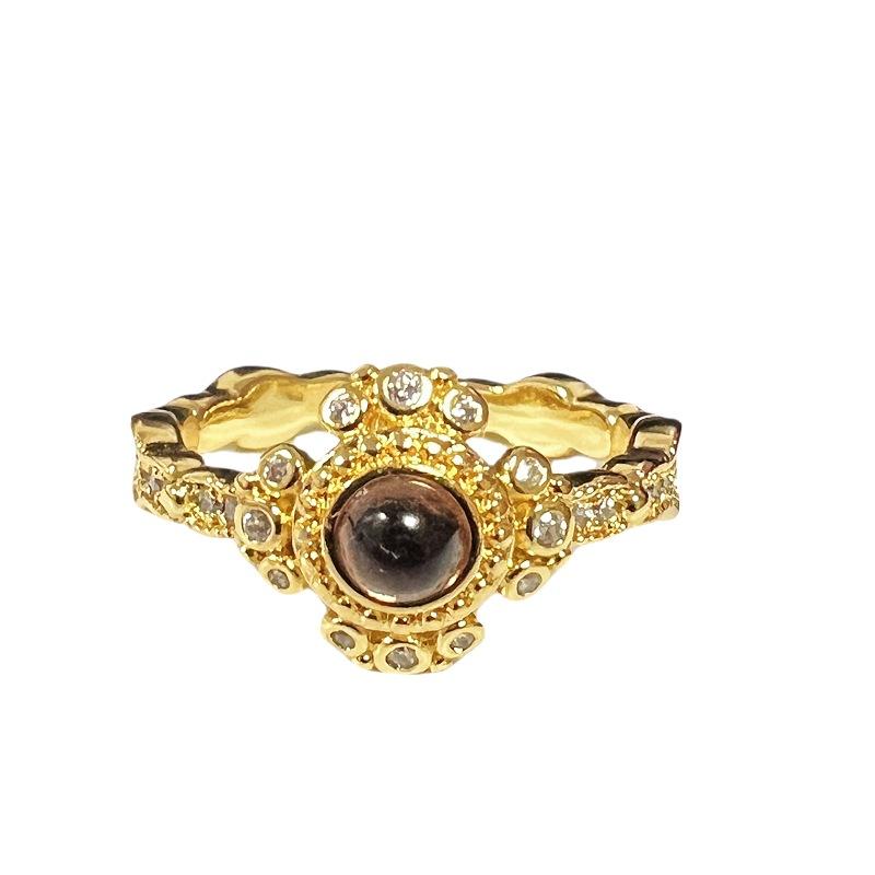Medieval Enamel Dripping Oil Imitation Amber Eye Stone Open Ring Light Luxury High-End French Retro Niche Ring Woman