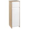 Bathroom Furniture Storage Cabinet with 1 Drawer and 1 Cupboard - 32.6 X 30 X 90 Cm - Wood Look and White