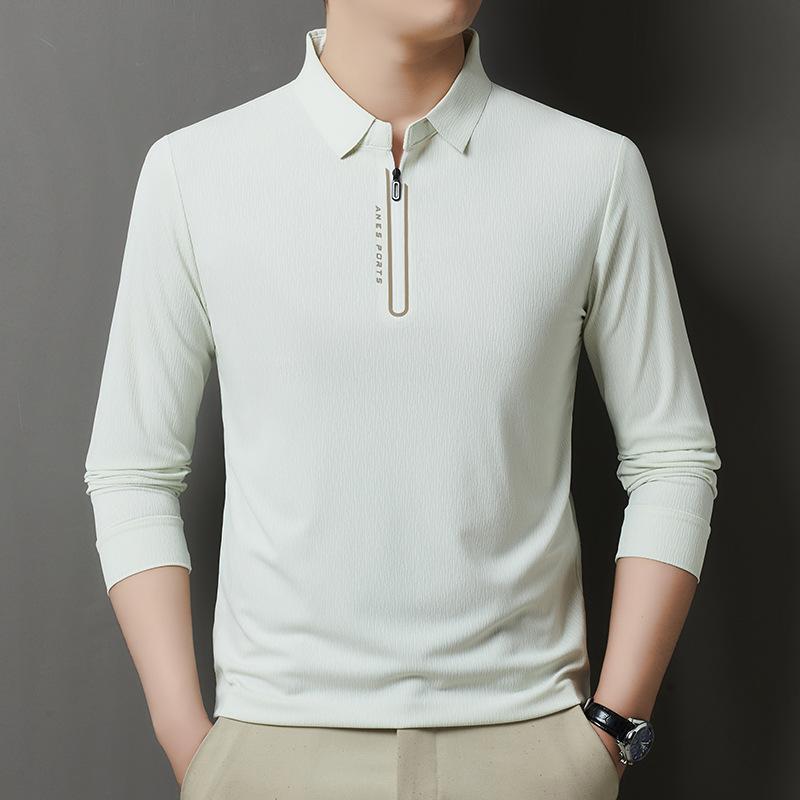 Men'S Long-Sleeved Polo Shirt Lapel T-Shirt Light Luxury Casual Anti-Wrinkle Dry Skin-Friendly Business Breathable Versatile Top
