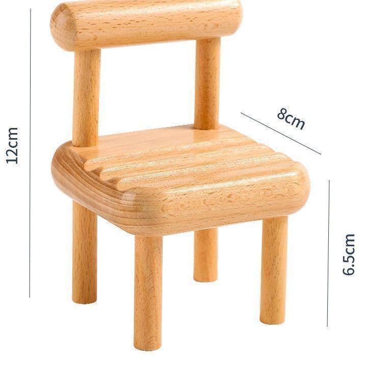 

Creative Wooden Chair Phone Stand – Cute Desktop Ornament for Movie Watching (C5)