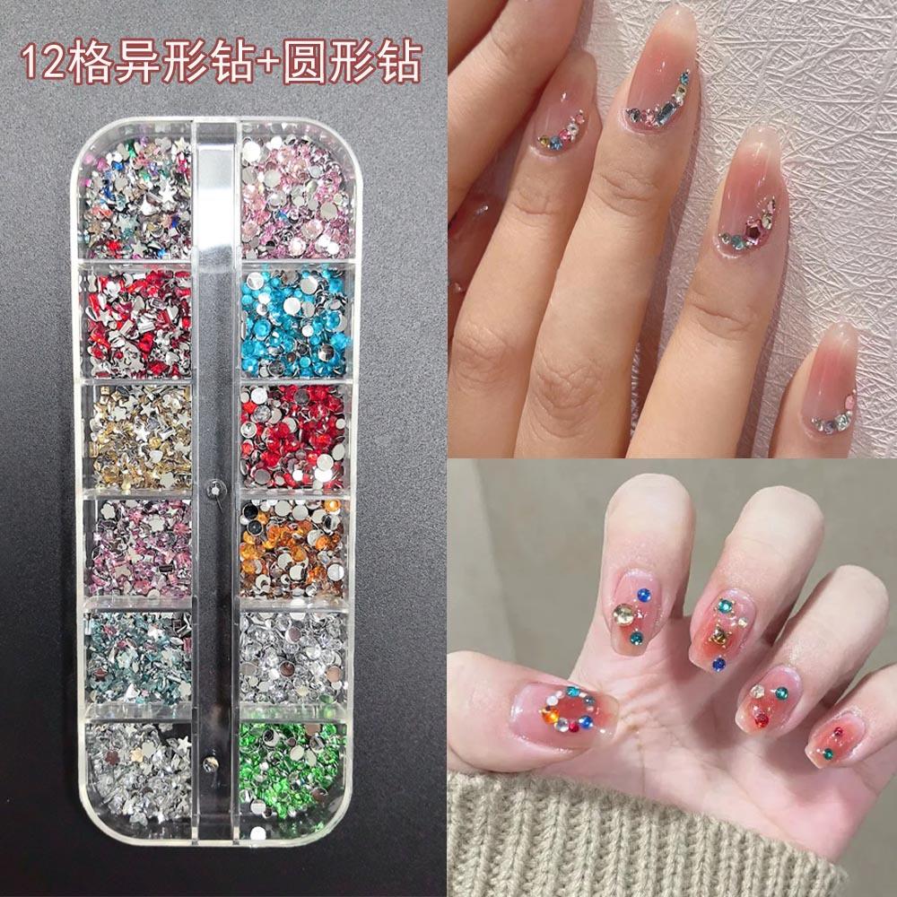 Nail Art Accessories Mini Nail Drills Color Special-Shaped Flat Bottom Drills White Pink Champagne Super Flash Nail Accessories
