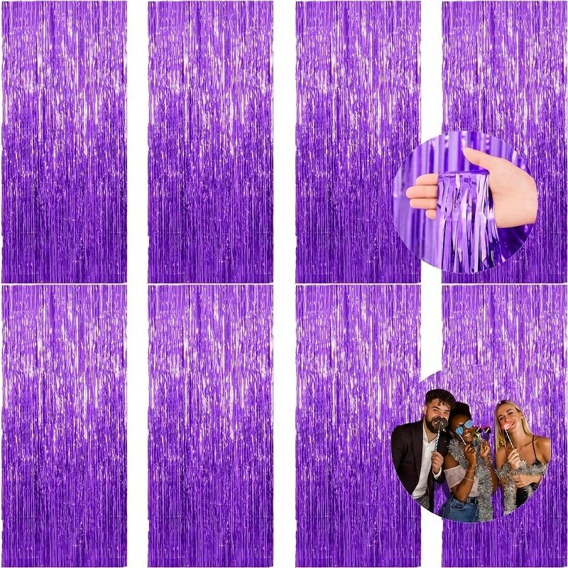 8pcs Sparkling Streamer Backdrop with Tassels for Parties Birthdays New Year Christmas Halloween Weddings Create Glitterin Decor