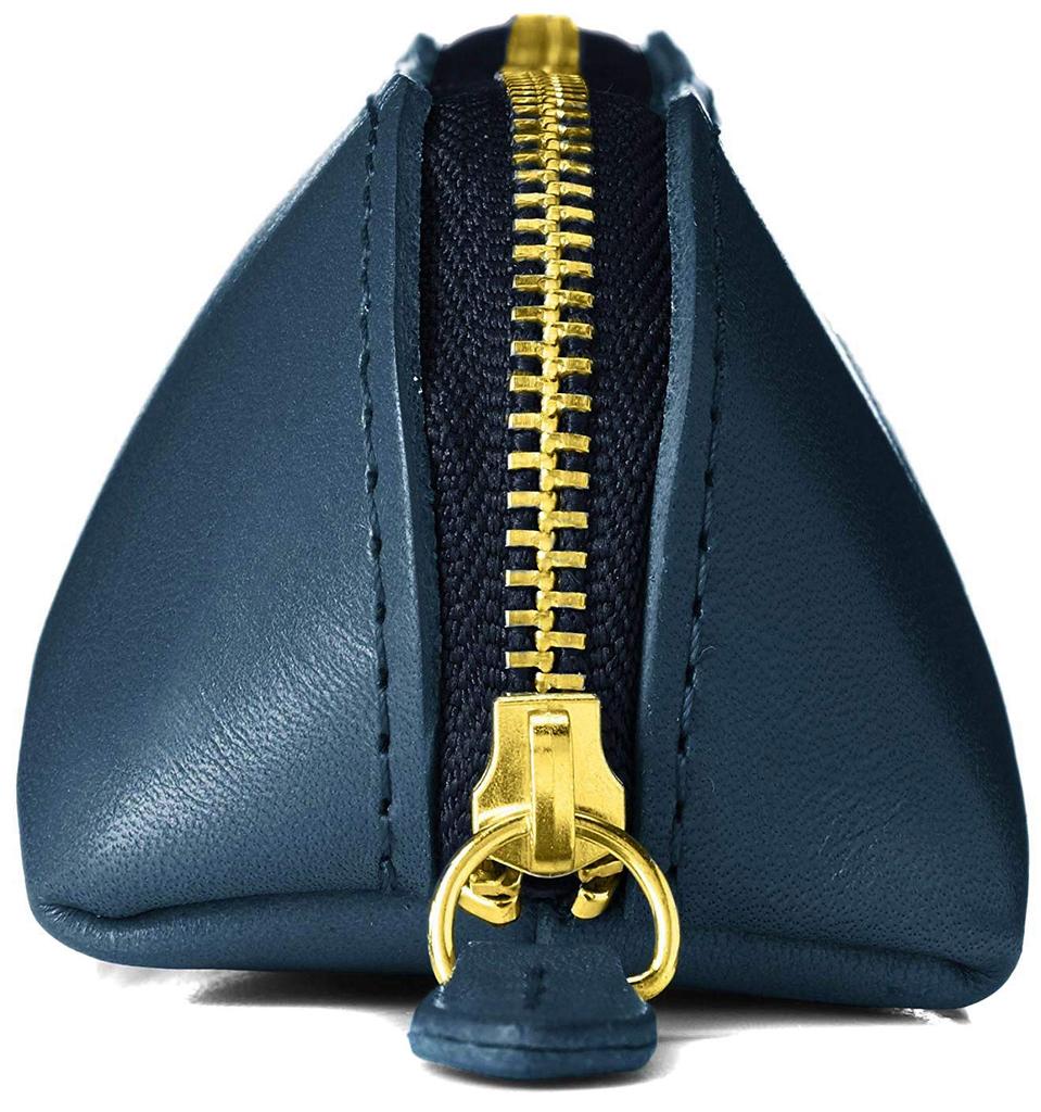 Tochigi Leather Pencil Large Korean Made in Genuine Made in Navy_1 Case, Slim, Capacity, Style, Cute, Stylish, Japan, Leather, Triangular, Men's,