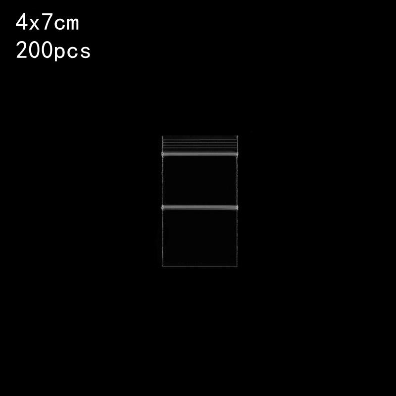 

200 шт. Прозорі двокишенькові пакети на блискавці Для дому Подорожей Для перлів Дорогоцінностей Кільця Пакування Декорація Аксесуар Зберігання 4X7cm