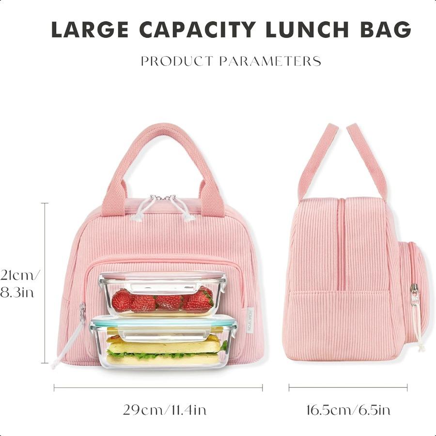 

HOMESPON Lunch Bag for Women Men Adults with Front Pocket Cute Corduroy Insulated Lunch Tote Large Capacity Lunch Box Cooler Co United States