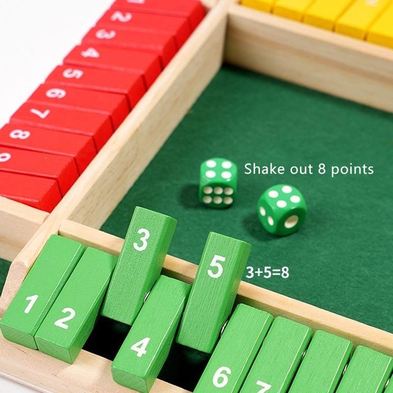 Vierseitiges 10-Zahlen Shut The Box Brettspiel Set Würfel Party Club Trinkspiele Für 4 Spieler Party Zahlen Spiel Brettspiele