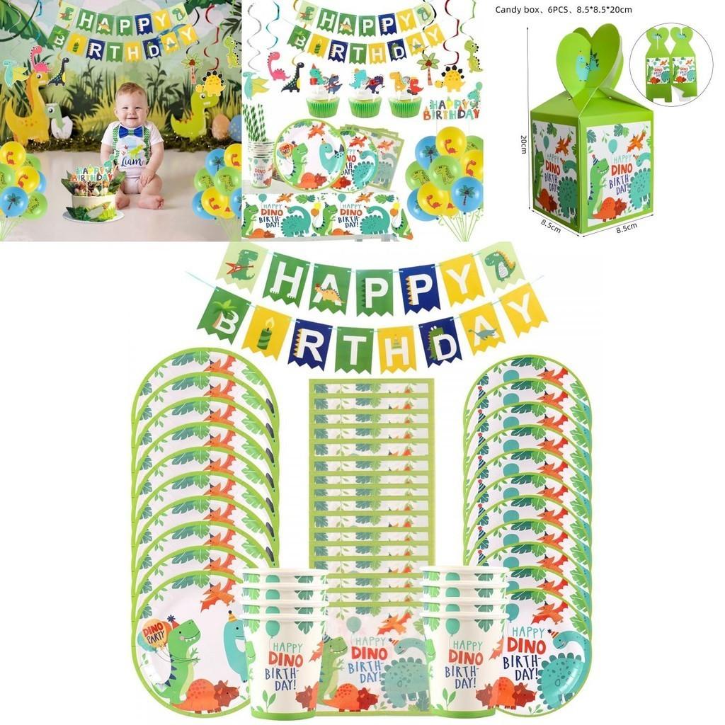 Fun And Vibrant Cartoon Dinosaur Birthday Party Supplies Tableware Plates Cups