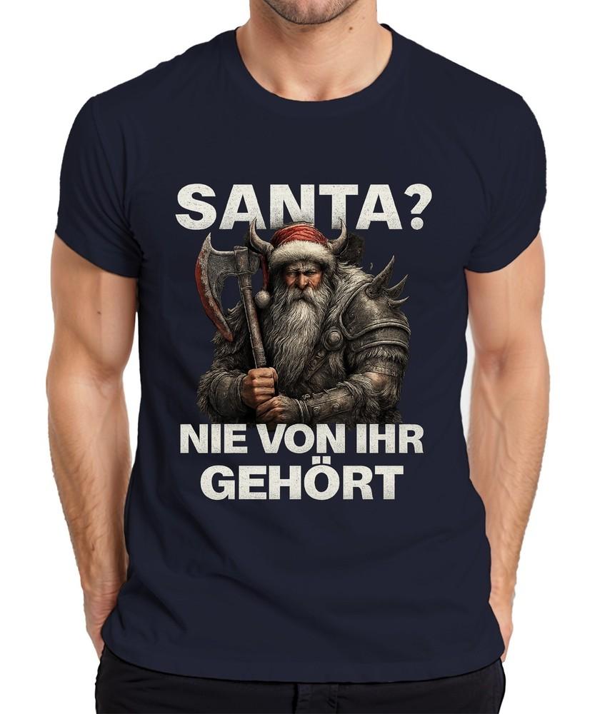 Santa Never Heard Of Her Santa Claus Viking Axe Warrior Unisexs Tshirt S
