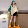 Girls Spring Autumn Fashionable Mid Length Hoodie Big Kids Casual Base Shirt Trendy Top