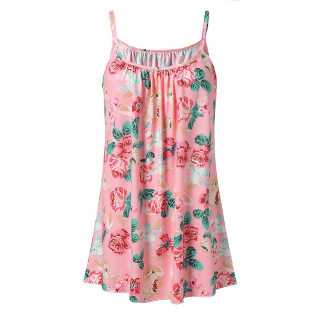 Women Summer Printed Sleeveless Vest Blouse Tank Tops Camis Clothes