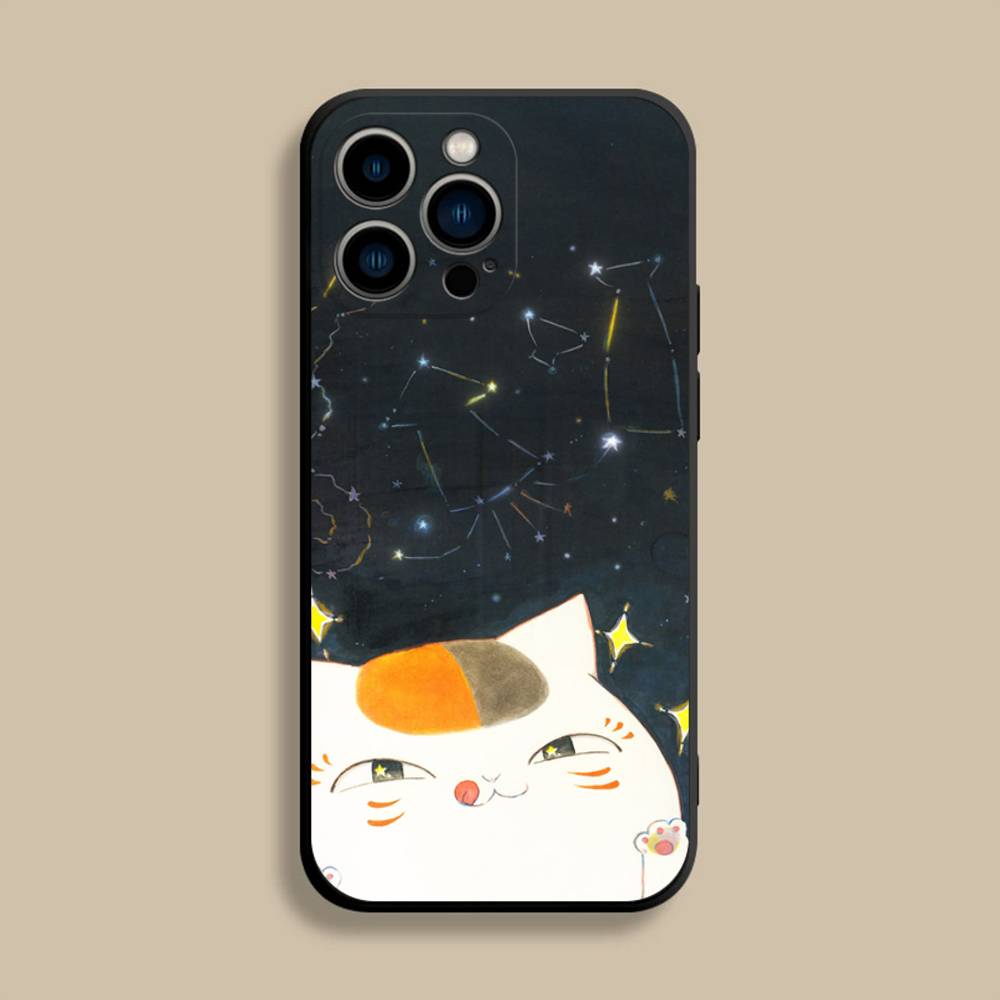 Sensei Natsume yuujinchou Nyanko Phone Case For iPhone 17,16,15,14,13,12,Pro,Max,Plus,E,SE4,Air,Mini Black Soft Cover