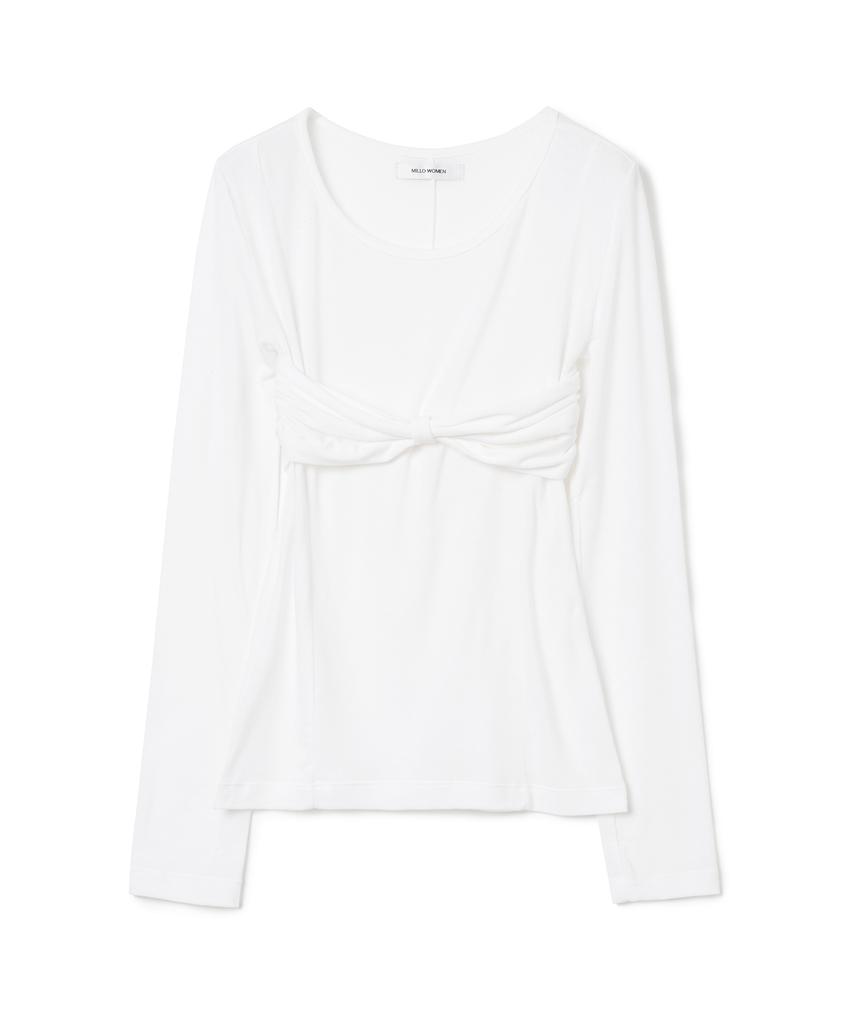 MILLO WOMEN Bustier Shirred T-Shirt [White]