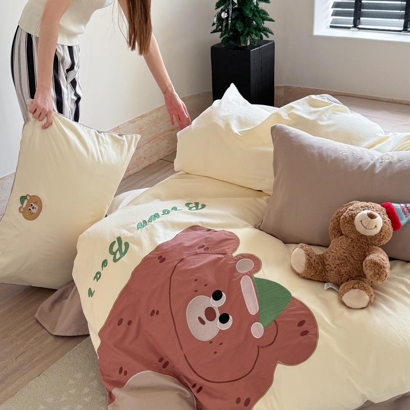 

Комплект постельного белья из четырех предметов, комплект из 3 предметов, двойной пододеяльник с изображением девушки в форме сердца из чистого хлопка 1.2m bed