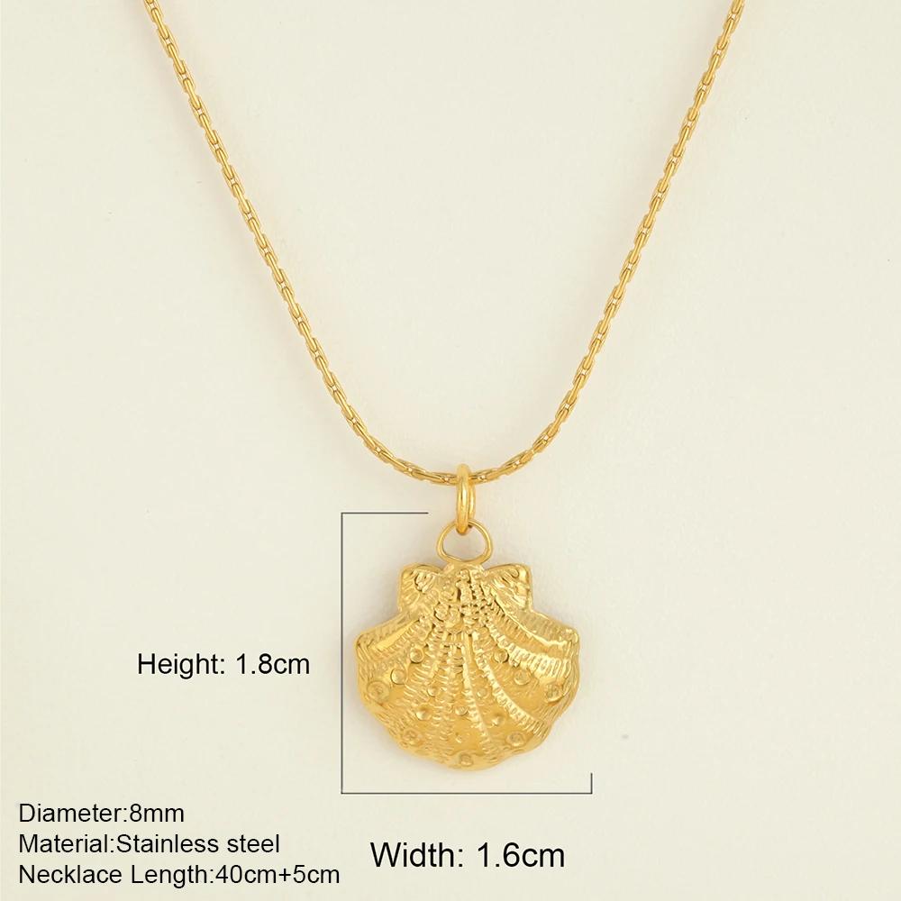 Ocean Series Guld Choker Rostfritt Stål Hänge Halsband för Kvinnor Snäcka Sjöstjärna Hängen Kvinnors Chunky Smycken Tillbehör