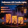 Halloween LED Flameless Candles 3-Piece Set ,Flickering Halloween Decor Electronic Candle Lights with Silhouette Projection