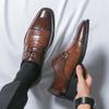 New 48 oversized trend men's simple brock carved leather shoes men stitching small square head business dress casual shoes
