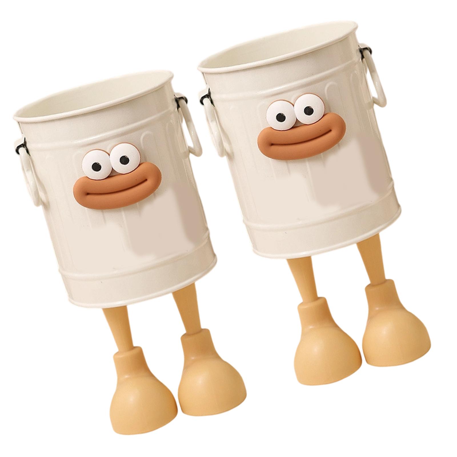 

2 шт. Мультяшная подставка для ручек Многофункциональный настольный органайзер Декоративный стакан для карандашей Контейнер для хранения ручек Для офиса дома белый