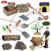 Animal Farm Model Set: Trees, Fences, Vegetables, Tools, Cart, and Props for Toy Scenes
