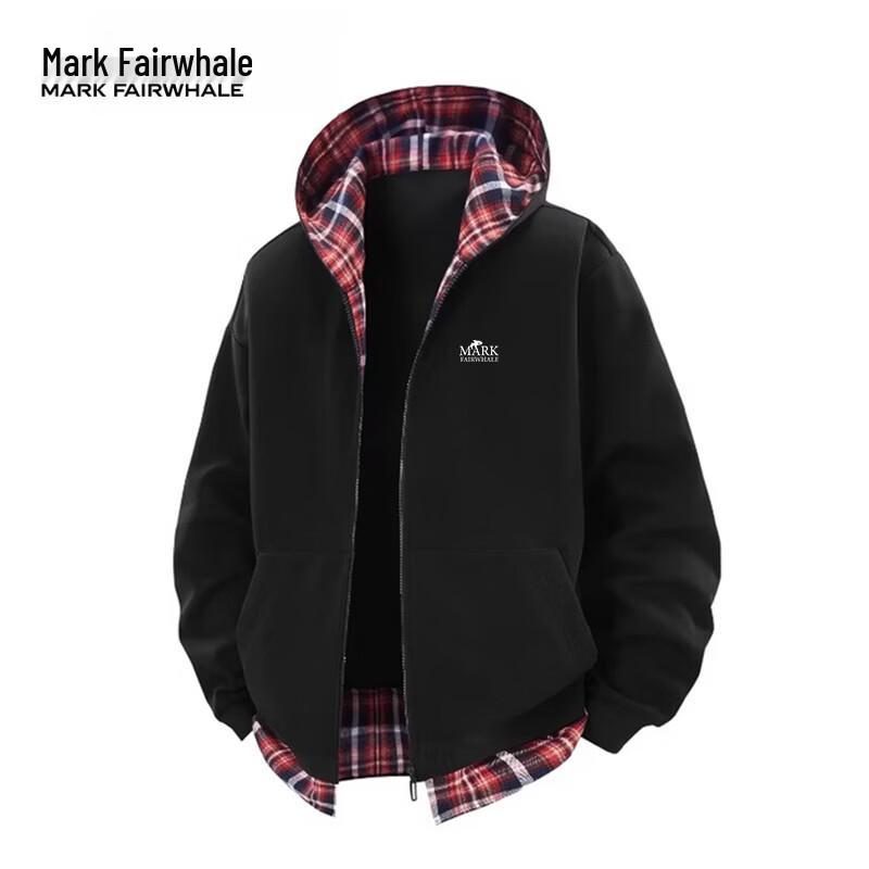 MARK FAIRWHALE Men's Color-Block Plaid Casual Jacket