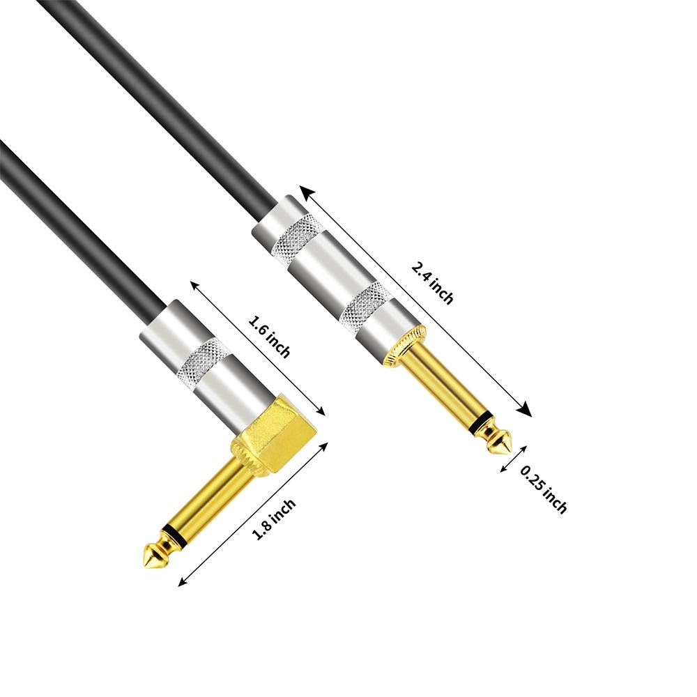 Curly Musical Instruments Audio Guitar Cable Cord 14 Inch Straight To Right Angle Gold Plated TS Plug PU Jacket Electric Guitar Bass Mixer Amplifier