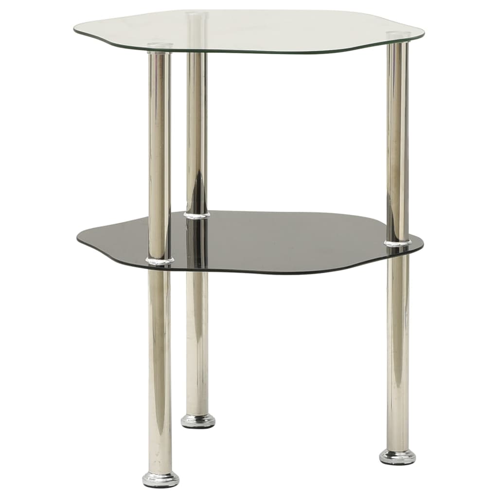 Side Table with 2 Shelves Transparent 38x38x50 Cm Tempered Glass