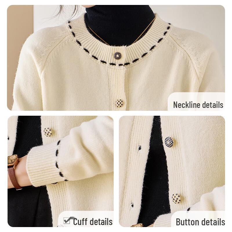 Women's Solid Color Round Neck Knitted Cardigan Sweater