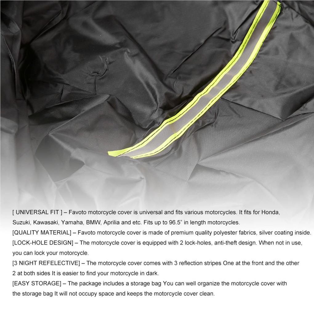 Motorcycle Rain Cover Outdoor Motorbike Waterproof Dust Proof Cover with Reflective Strip