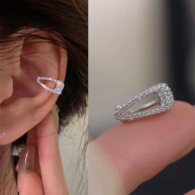 Fashion Zircon Hairpin Ear Cuff No Piercing EarringTrendy Punk Unique Metal Geometric Ear Clip for Women Jewelry