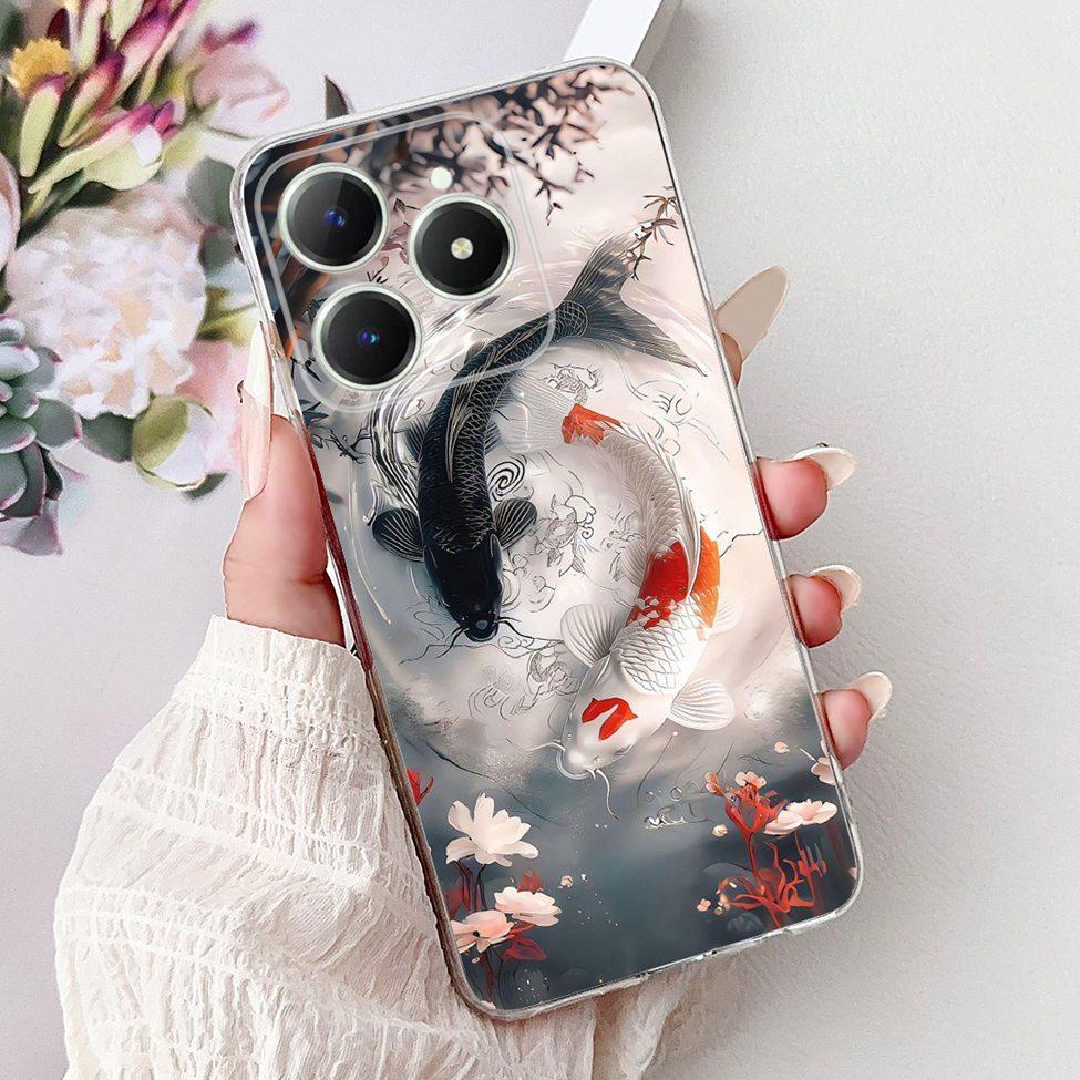 4G Clear For Realme Note 60 Case RMX3933 Luxury Butterfly Love Flowers Cool Lion Painted Phone Case For Realme Note 60X RMX3938