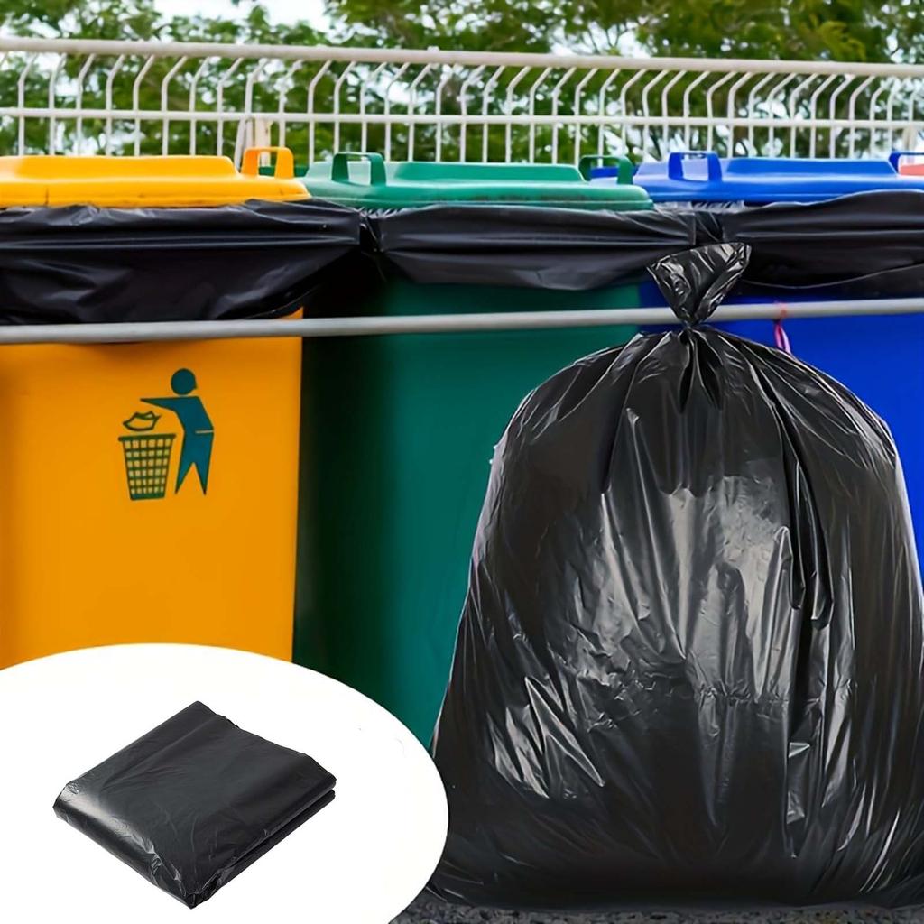 Große Schwarze Plastiktüten für Küche, Hotel und Gebrauch - Müllbeutel mit offener Oberseite