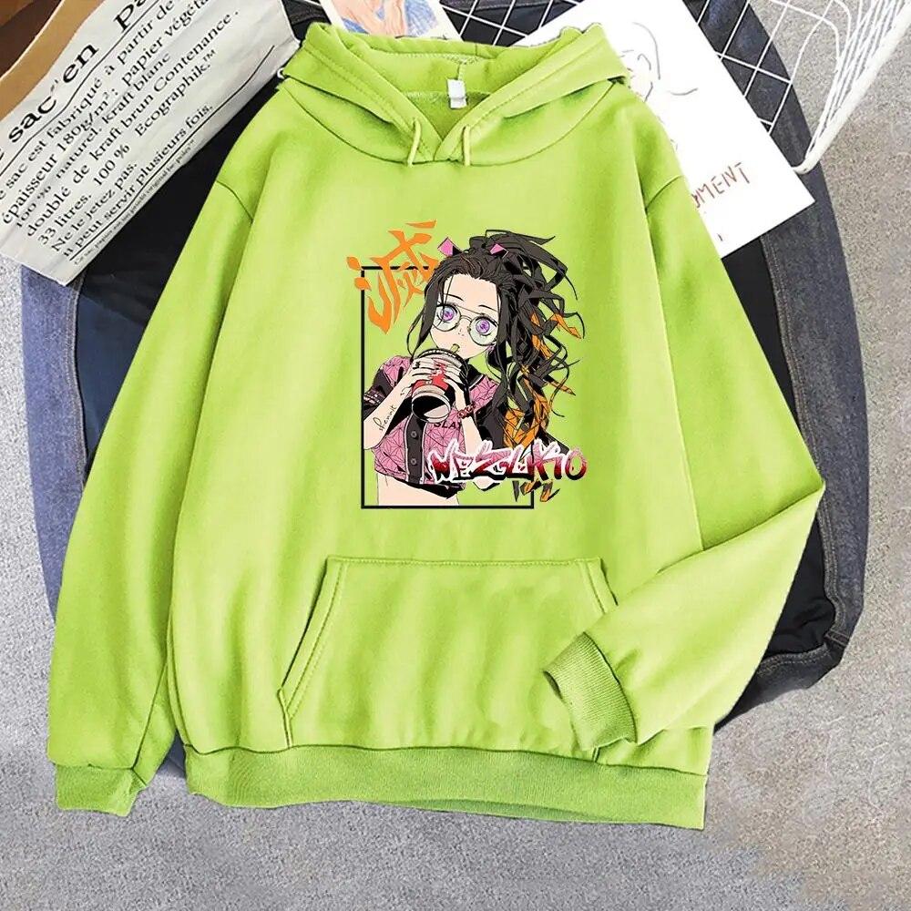 Oversized Hoodies Unisex Women Pullover Kawaii Anime Graphic Casual Hooded Kamado Nezuko Hoodie Unisex Demon Slayer Hoody Tops Unisex Hoodie
