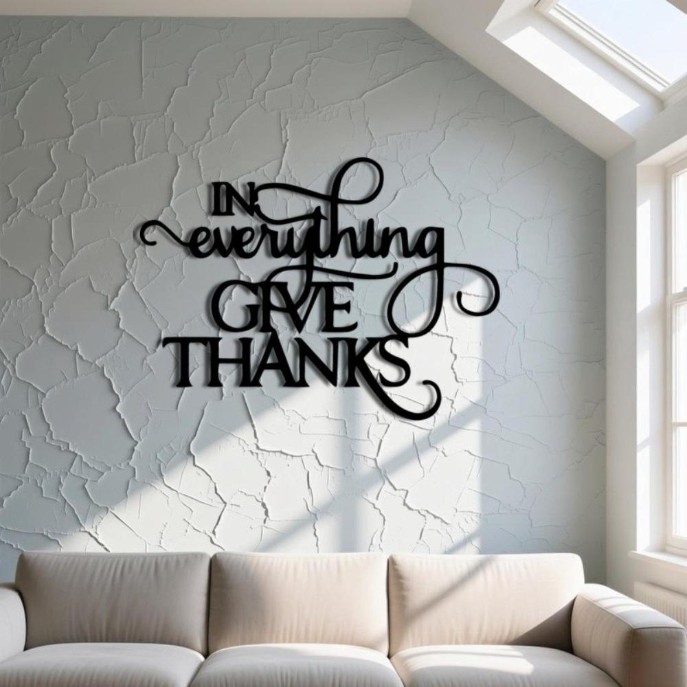 Wrought Iron Metal Wall Art Inspirational Gratitude Sign Farmhouse Home Decor Living Room Hanging Ornament