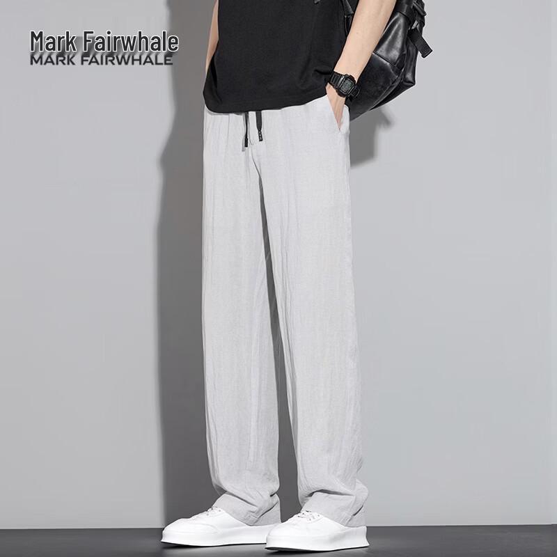 MARK FAIRWHALE Men s Summer Quick-Dry Breathable Tencel Linen Straight-Leg Casual Pants M