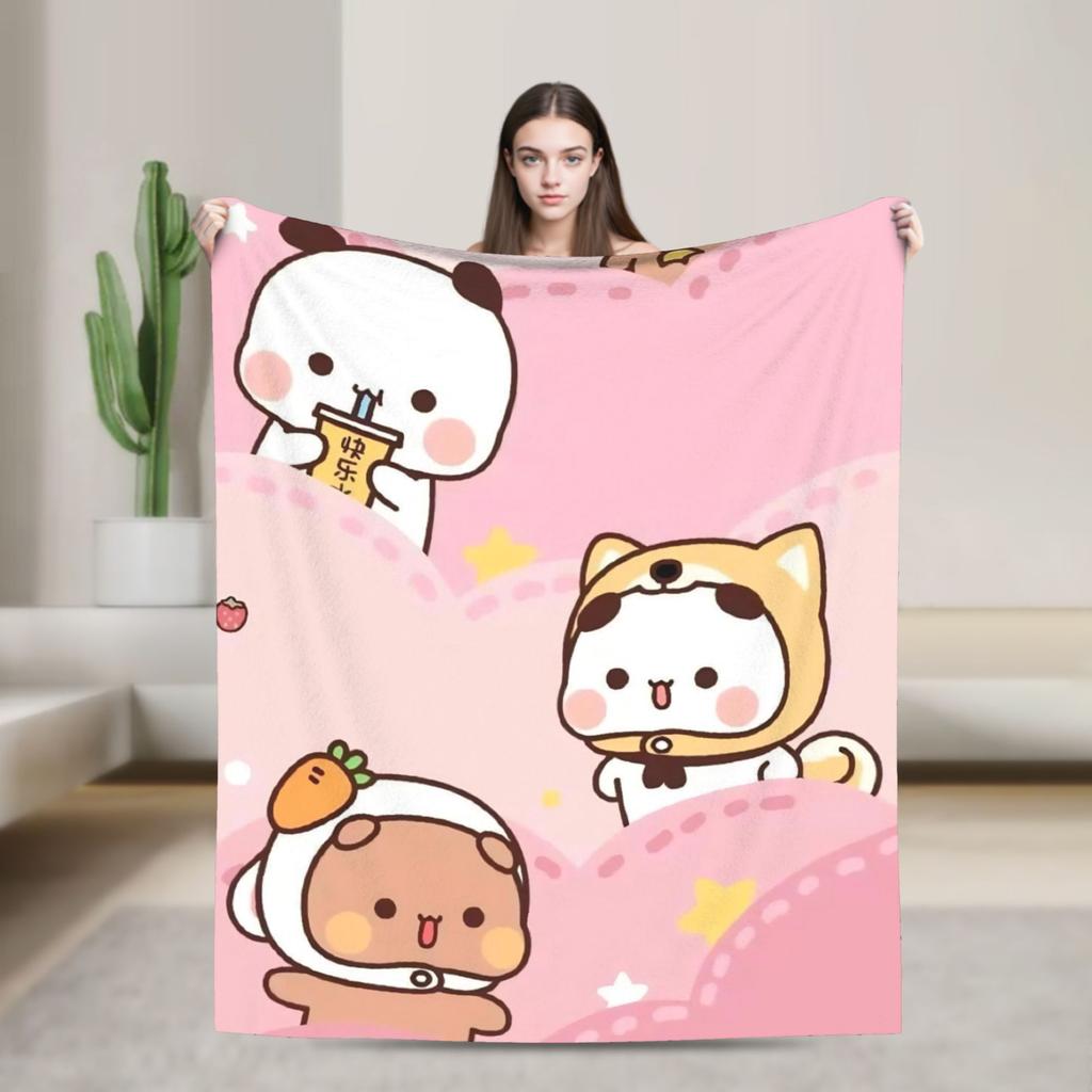 Cartoon Panda Bubu Dudu Blanket Fleece Spring Autumn   Multifunction Warm Throw Blanket for Home Bedroom Plush Thin Quilt