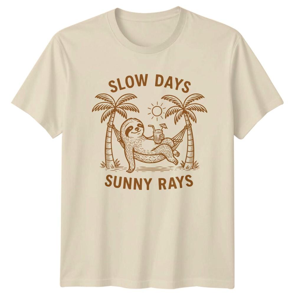 Slow Days Sunny Rays Sloth Animals Mens TShirt Ladies Tee Graphic Unisex Unisex T-Shirt XXXL
